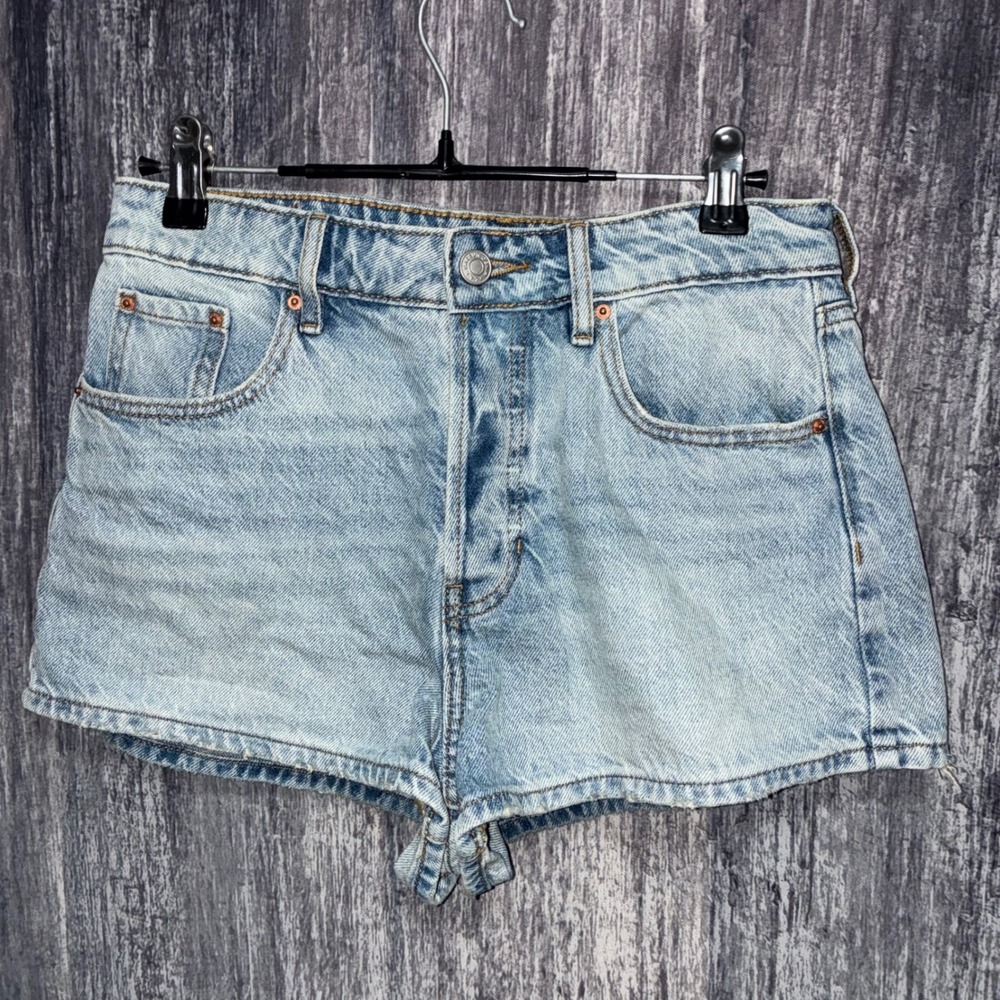 PacSun Vintage High Rise Festival Blue‎ Distressed Denim Jean Shorts Size 4 (27)